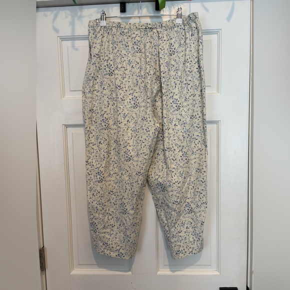 Samantha Sportswear Cream Set with Blue Flowers Cropped Tank and Ankle Pants - Picture 6 of 6